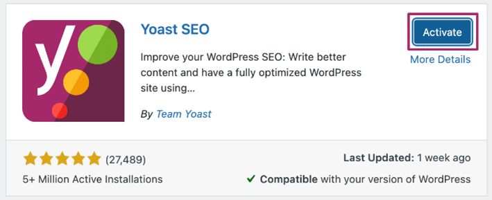 How to install Yoast SEO - Activate the plugin